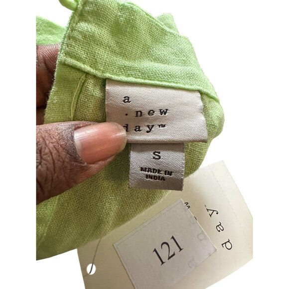 A New Day Sleeveless Lime Green Linen A-Line Dress Size Small NWT - Picture 3 of 11